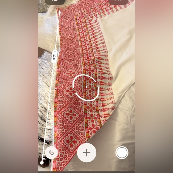 White embroidery Palestinian shawl with white fringe - Picture 5 of 7